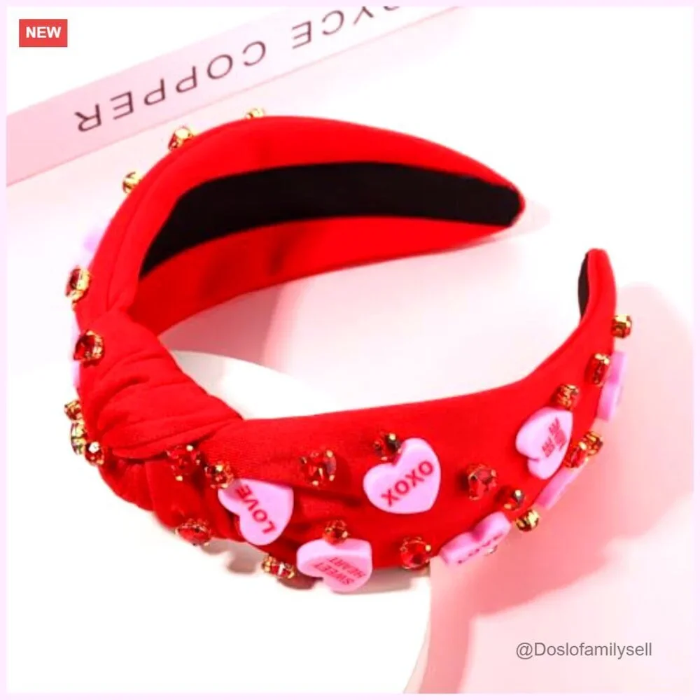 Valentine's Day Headband Rhinestone Crystal Top Knot Hair Accessory Holiday Gift